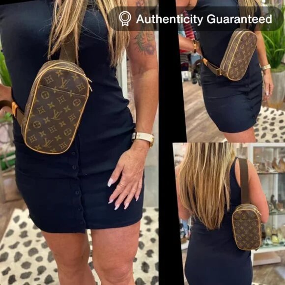 Authentic Louis Vuitton Monogram Gange Pochette Crossbody Bag Bum Shoulder Bag - Picture 1 of 14